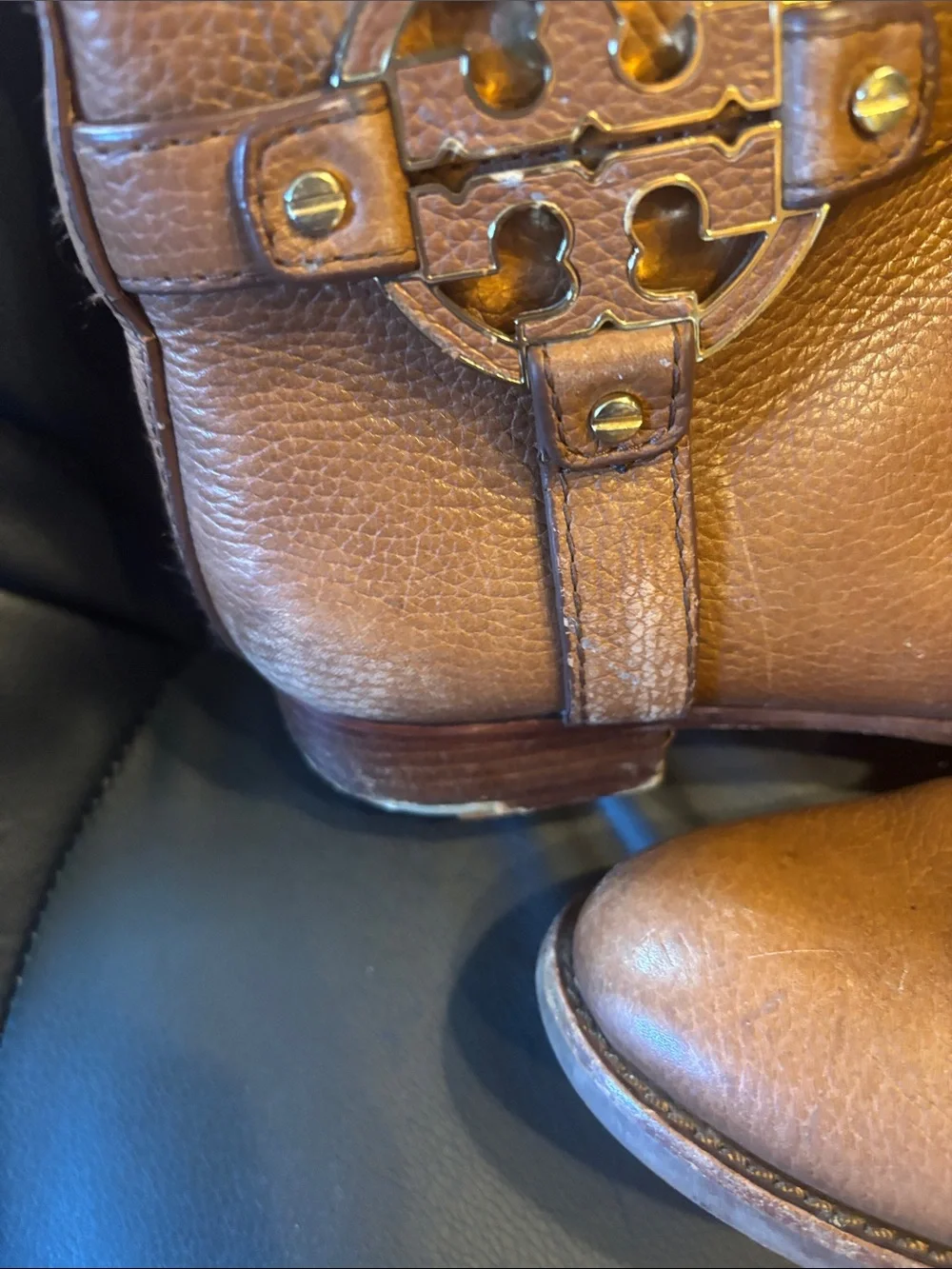 Tory Burch Amanda Cognac Leather Tall Riding Boots